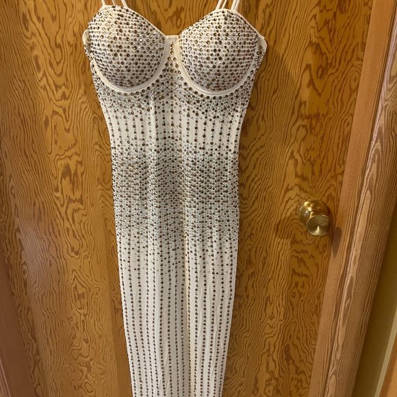 House of Maguie Janine Off White Limited Edition Birthday Cake Rhinestones Dress - Picture 5 of 5